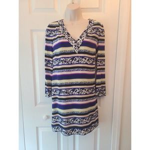 DVF Diane Von Furstenberg Striped Silk Shift Dress